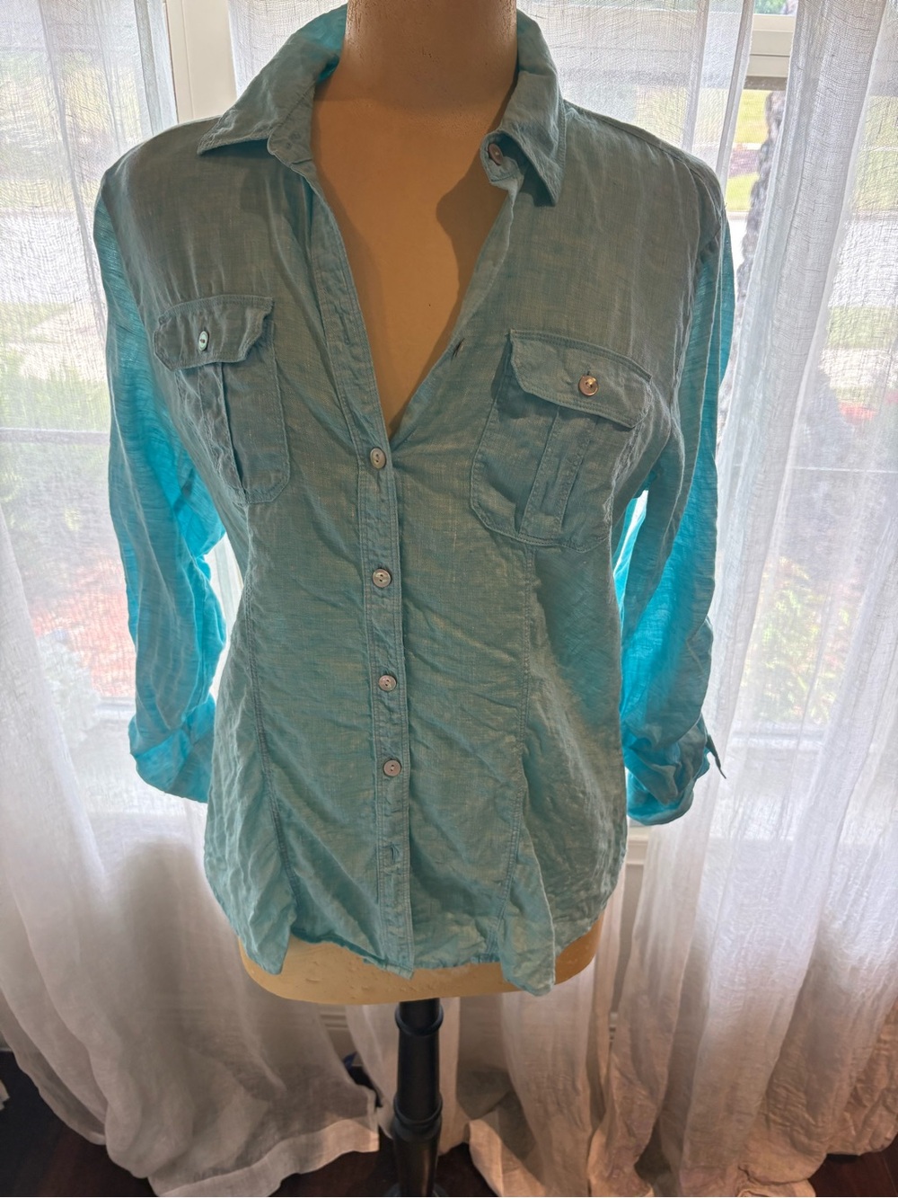 Saks Fifth Avenue Turquoise Button-Down Shirt